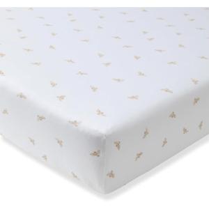 Burt’s Bees Baby Essential Organic Cotton Fitted Crib Sheet, Breathable for Boy Girl Standard Crib & Toddler Mattresses(Golden Bee)