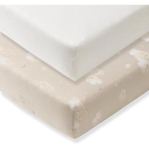 Burt’s Bees Baby Essential Organic Cotton Fitted Crib Sheet, Breathable for Boy Girl Standard Crib & Toddler Mattresses(Good Night Sky Stone 2-pk)