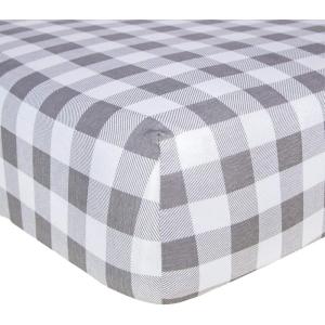 Burt’s Bees Baby Essential Organic Cotton Fitted Crib Sheet, Breathable for Boy Girl Standard Crib & Toddler Mattresses(Grey Buffalo Check)
