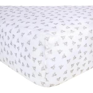 Burt’s Bees Baby Essential Organic Cotton Fitted Crib Sheet, Breathable for Boy Girl Standard Crib & Toddler Mattresses(Heather Grey Honeybee)