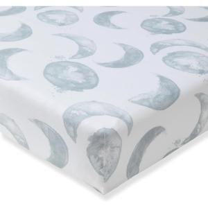 Burt’s Bees Baby Essential Organic Cotton Fitted Crib Sheet, Breathable for Boy Girl Standard Crib & Toddler Mattresses(Hello Moon)