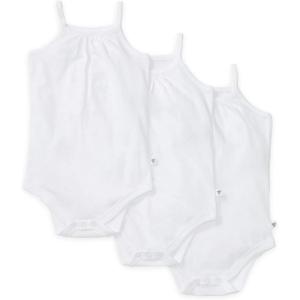 Burt’s Bees Baby Girls’ One-Piece Organic Cotton Camisole Bodysuits, 3-Pack(Cloud White Camis)