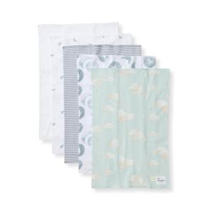 Burts Bees Baby Infant Burp Cloths, 100% Organic Cotton Extra Absorbent Soft Fabric Drool Cloths, 5-Pack Newborn Must-Have Essential Large Burping Cloths, One Size 17 x 11.75 Inches(Hello Moon)
