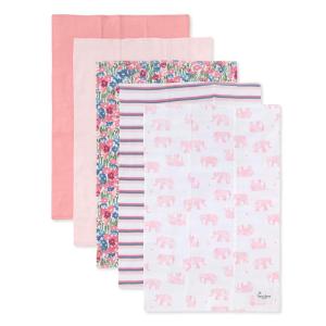 Burts Bees Baby Infant Burp Cloths, 100% Organic Cotton Extra Absorbent Soft Fabric Drool Cloths, 5-Pack Newborn Must-Have Essential Large Burping Cloths, One Size 17 x 11.75 Inches