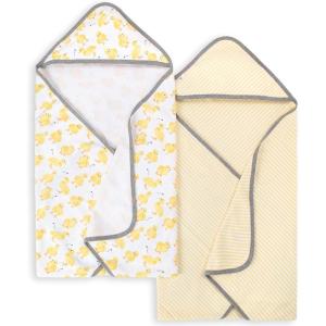 Burts Bees Baby Infant Hooded Towels Little Ducks Organic Cotton, Unisex Bath Essentials and Newborn Necessities, Soft Nursery Towel with Hood Set, 2-Pack Size 29 x 29 Inch(Little Ducks)