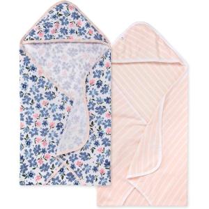 Burts Bees Baby Infant Hooded Towels Little Ducks Organic Cotton, Unisex Bath Essentials and Newborn Necessities, Soft Nursery Towel with Hood Set, 2-Pack Size 29 x 29 Inch(Botanical Gardens)