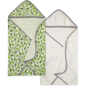 Burts Bees Baby Infant Hooded Towels Little Ducks Organic Cotton, Unisex Bath Essentials and Newborn Necessities, Soft Nursery Towel with Hood Set, 2-Pack Size 29 x 29 Inch(Avo-crazy)