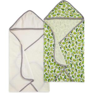 Burts Bees Baby Infant Hooded Towels Little Ducks Organic Cotton, Unisex Bath Essentials and Newborn Necessities, Soft Nursery Towel with Hood Set, 2-Pack Size 29 x 29 Inch(Green Avocados)
