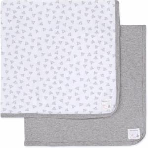 Burt’s Bees Baby Infant Receiving Blankets, Made with 100% Organic Cotton, Stretchy and Soft Honey Bee Newborn Swaddle Blanket – Size 29 x 29 Inches – 2 Pack Set(Grey Bees)