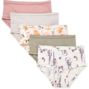 Burt’s Bees Baby Toddler Girls’ Underwear Set of 5 – Solids, Stripes,Prints, Tag-Free with Sizes for 2T to 8 Years Old(Floral Guitars)