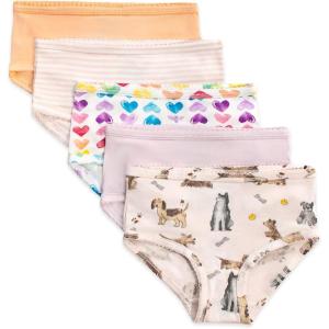 Burt’s Bees Baby Toddler Girls’ Underwear Set of 5 – Solids, Stripes,Prints, Tag-Free with Sizes for 2T to 8 Years Old(Puppies & Rainbows)