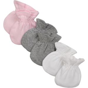Burts Bees Baby Unisex Baby Mittens, 100% Organic Cotton, One Size 3-Pack Solid Color Infant Scratch Protection Mitts(Blossom)