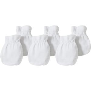 Burts Bees Baby Unisex Baby Mittens, 100% Organic Cotton, One Size 3-Pack Solid Color Infant Scratch Protection Mitts(Cloud)