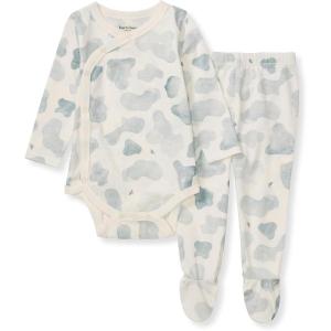 Burt’s Bees Baby Unisex Bodysuit and Pant Set, 100% Organic Cotton(Muted Blue)