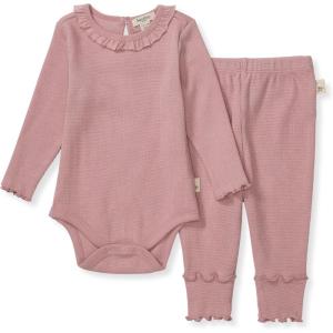 Burt’s Bees Baby Unisex Bodysuit and Pant Set, 100% Organic Cotton(Persian Rose Thermal)