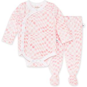 Burt’s Bees Baby Unisex Bodysuit and Pant Set, 100% Organic Cotton(Pink Wavy Check)