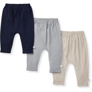 Burt’s Bees Baby Unisex Knit Jogger Pants, 3-Pack Baby Sweatpants, 100% Organic Cotton Infant Bottoms(Midnight 3pk)