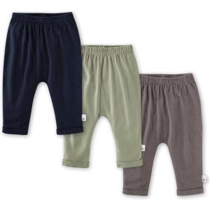 Burt’s Bees Baby Unisex Knit Jogger Pants, 3-Pack Baby Sweatpants, 100% Organic Cotton Infant Bottoms(Midnight Harem 3pk)