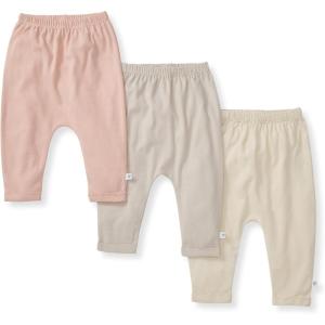 Burt’s Bees Baby Unisex Knit Jogger Pants, 3-Pack Baby Sweatpants, 100% Organic Cotton Infant Bottoms(Pink Sand 3pk)