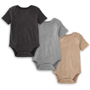 Burt’s Bees Baby Unisex Short Sleeve Organic Cotton Bodysuits, 3-Pack(Ash)