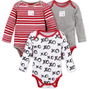 Burt’s Bees Baby Unisex Short Sleeve Organic Cotton Bodysuits, 3-Pack(Hugs & Kisses)