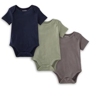 Burt’s Bees Baby Unisex Short Sleeve Organic Cotton Bodysuits, 3-Pack(Midnight)