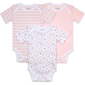 Burt’s Bees Baby Unisex Short Sleeve Organic Cotton Bodysuits, 3-Pack(Tossed Tulips)