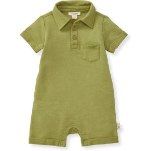 Burt’s Bees Baby baby-boys Polo Rompers, 100% Organic Cotton One-piece Coverall and Layette Set(Iguana Polo)