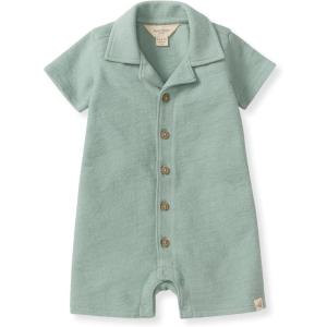 Burt’s Bees Baby baby-boys Polo Rompers, 100% Organic Cotton One-piece Coverall and Layette Set(Jade Stone)