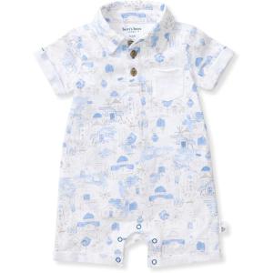 Burt’s Bees Baby baby-boys Polo Rompers, 100% Organic Cotton One-piece Coverall and Layette Set(Santorini)
