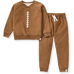 Burt’s Bees Baby baby-boys Shirt and Pant Set, Long Sleeve Top & Bottom Outfit Bundle, 100% Organic Cotton(Acid Wash Football)