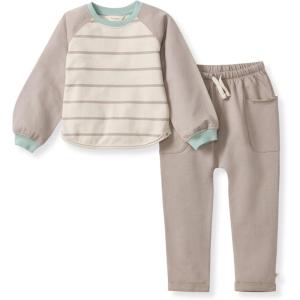 Burt’s Bees Baby baby-boys Shirt and Pant Set, Long Sleeve Top & Bottom Outfit Bundle, 100% Organic Cotton(Basic Stripe)