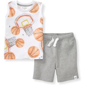 Burt’s Bees Baby baby-boys Shirt and Pant Set, Long Sleeve Top & Bottom Outfit Bundle, 100% Organic Cotton(Basketball)