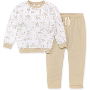 Burt’s Bees Baby baby-boys Shirt and Pant Set, Long Sleeve Top & Bottom Outfit Bundle, 100% Organic Cotton(Bunny Toile Harem Pant)