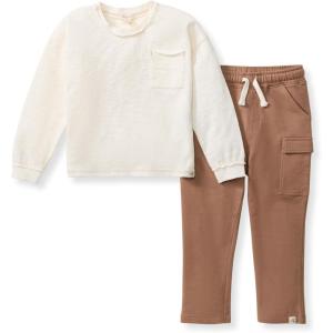 Burt’s Bees Baby baby-boys Shirt and Pant Set, Long Sleeve Top & Bottom Outfit Bundle, 100% Organic Cotton(Chunky Slub Tee Set)