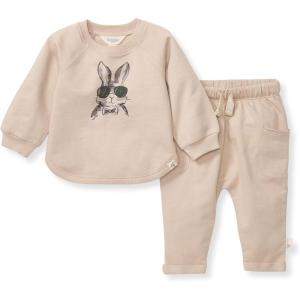 Burt’s Bees Baby baby-boys Shirt and Pant Set, Long Sleeve Top & Bottom Outfit Bundle, 100% Organic Cotton(Cool Bunny Set)