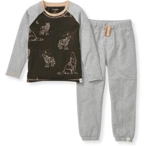 Burt’s Bees Baby baby-boys Shirt and Pant Set, Long Sleeve Top & Bottom Outfit Bundle, 100% Organic Cotton(Desert Wolves Set)