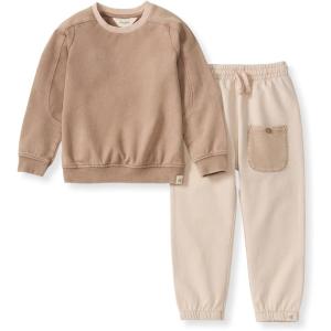 Burt’s Bees Baby baby-boys Shirt and Pant Set, Long Sleeve Top & Bottom Outfit Bundle, 100% Organic Cotton(Ginger Acid Wash)