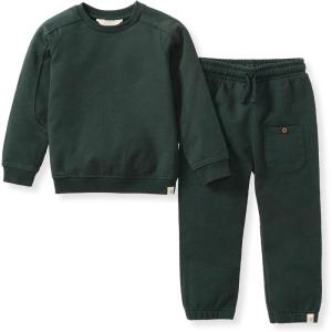 Burt’s Bees Baby baby-boys Shirt and Pant Set, Long Sleeve Top & Bottom Outfit Bundle, 100% Organic Cotton(Green Acid Wash)