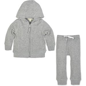 Burt’s Bees Baby baby-boys Shirt and Pant Set, Long Sleeve Top & Bottom Outfit Bundle, 100% Organic Cotton(Grey Jacket & Pant Set)