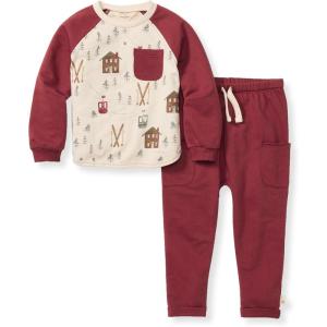 Burt’s Bees Baby baby-boys Shirt and Pant Set, Long Sleeve Top & Bottom Outfit Bundle, 100% Organic Cotton(Holiday in the Alps)