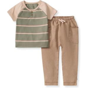 Burt’s Bees Baby baby-boys Shirt and Pant Set, Long Sleeve Top & Bottom Outfit Bundle, 100% Organic Cotton(Holland Stripe)
