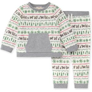 Burt’s Bees Baby baby-boys Shirt and Pant Set, Long Sleeve Top & Bottom Outfit Bundle, 100% Organic Cotton(Kodiak Fair Isle)