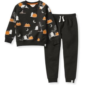 Burt’s Bees Baby baby-boys Shirt and Pant Set, Long Sleeve Top & Bottom Outfit Bundle, 100% Organic Cotton(Midnight Fright)