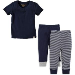 Burt’s Bees Baby baby-boys Shirt and Pant Set, Long Sleeve Top & Bottom Outfit Bundle, 100% Organic Cotton(Navy Top & 2-pk Pant Set)