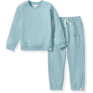 Burt’s Bees Baby baby-boys Shirt and Pant Set, Long Sleeve Top & Bottom Outfit Bundle, 100% Organic Cotton(Seamed Mountain Blue)