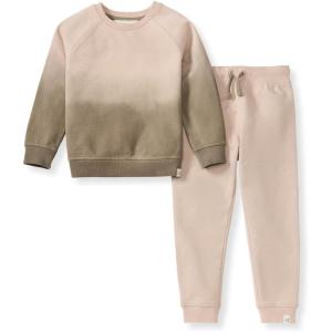 Burt’s Bees Baby baby-boys Shirt and Pant Set, Long Sleeve Top & Bottom Outfit Bundle, 100% Organic Cotton(Soft Mocha Dip Dye)
