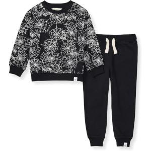 Burt’s Bees Baby baby-boys Shirt and Pant Set, Long Sleeve Top & Bottom Outfit Bundle, 100% Organic Cotton(Spiderwebs)