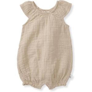 Burt’s Bees Baby baby-girls Bubble Romper, 100% Organic Cotton One-piece Bubble Shortall and Layette Set Girl Outfit(Fossil Dotted Muslin)