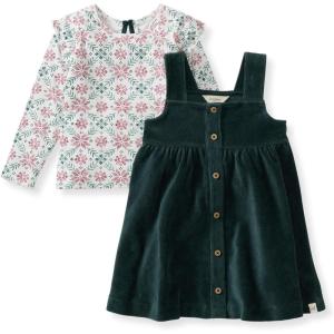 Burt’s Bees Baby baby-girls Dress Set, Infant & Toddler, Short & Long-sleeve, 100% Organic Cotton(Poinsettia Fair Isle)